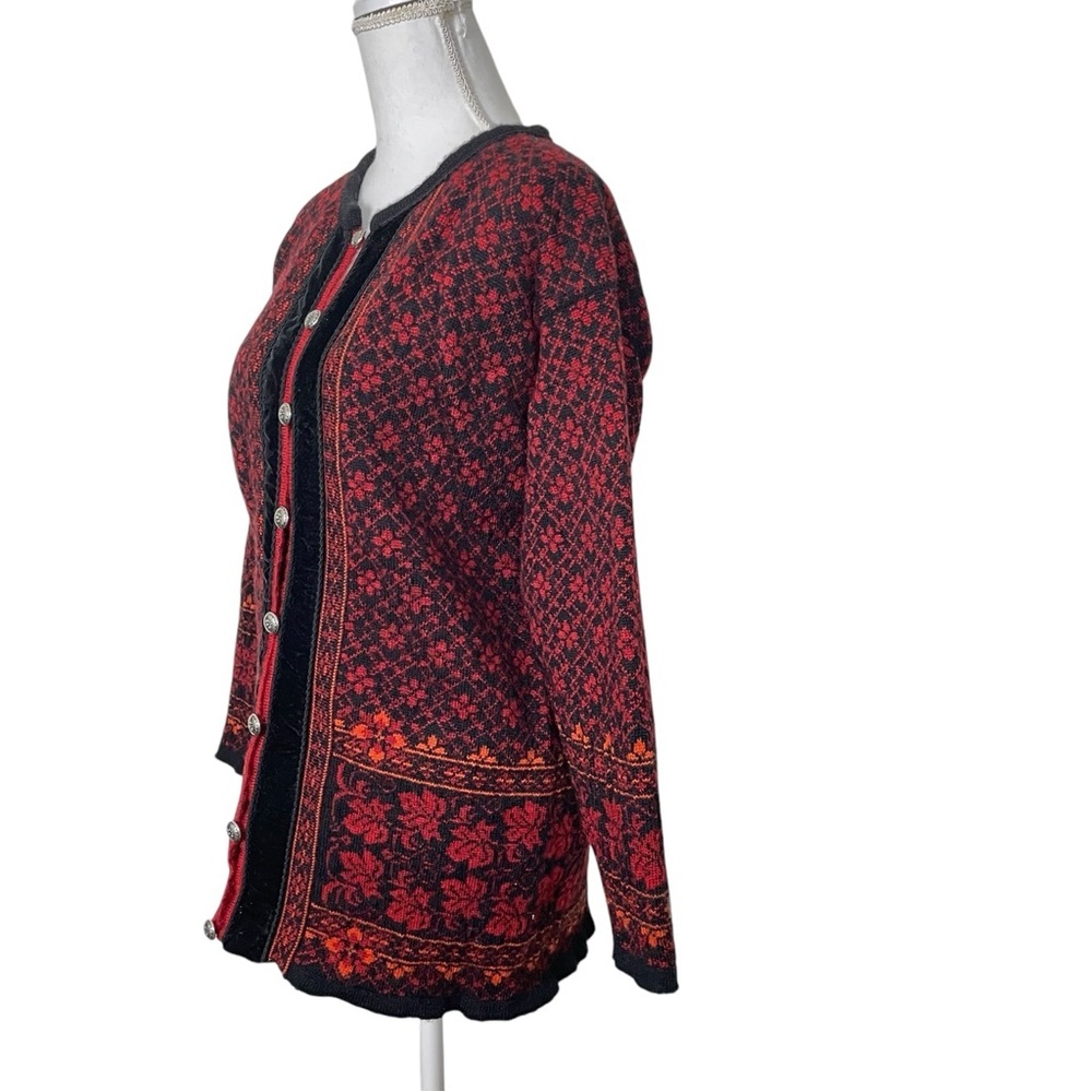 Vintage Dale of Norway Red Nordic Wool Cardigan Medium - Picture 9 of 11